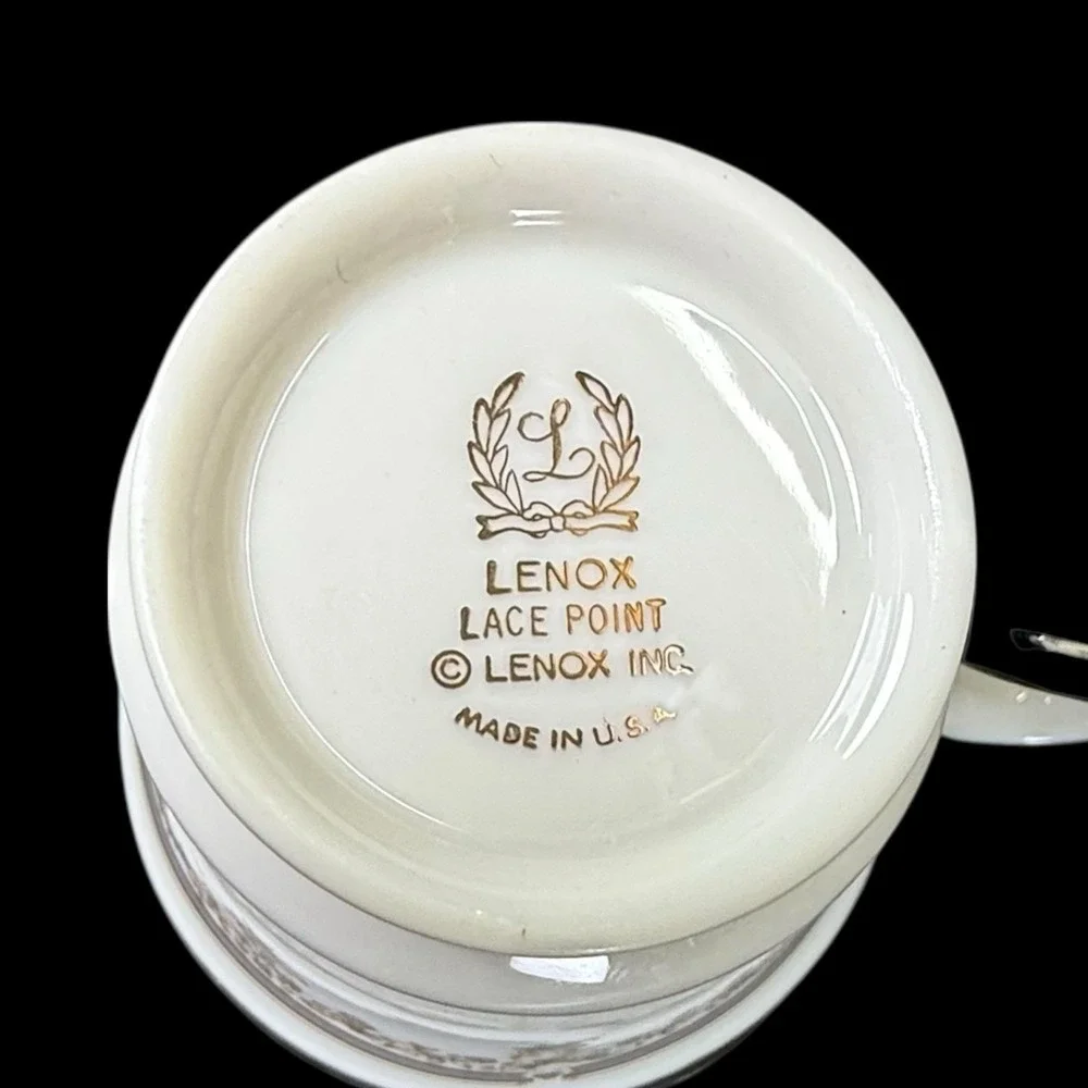 Lenox Lace Point Footed Tea Coffee‎ Cups With Saucers Set Of 2 Read